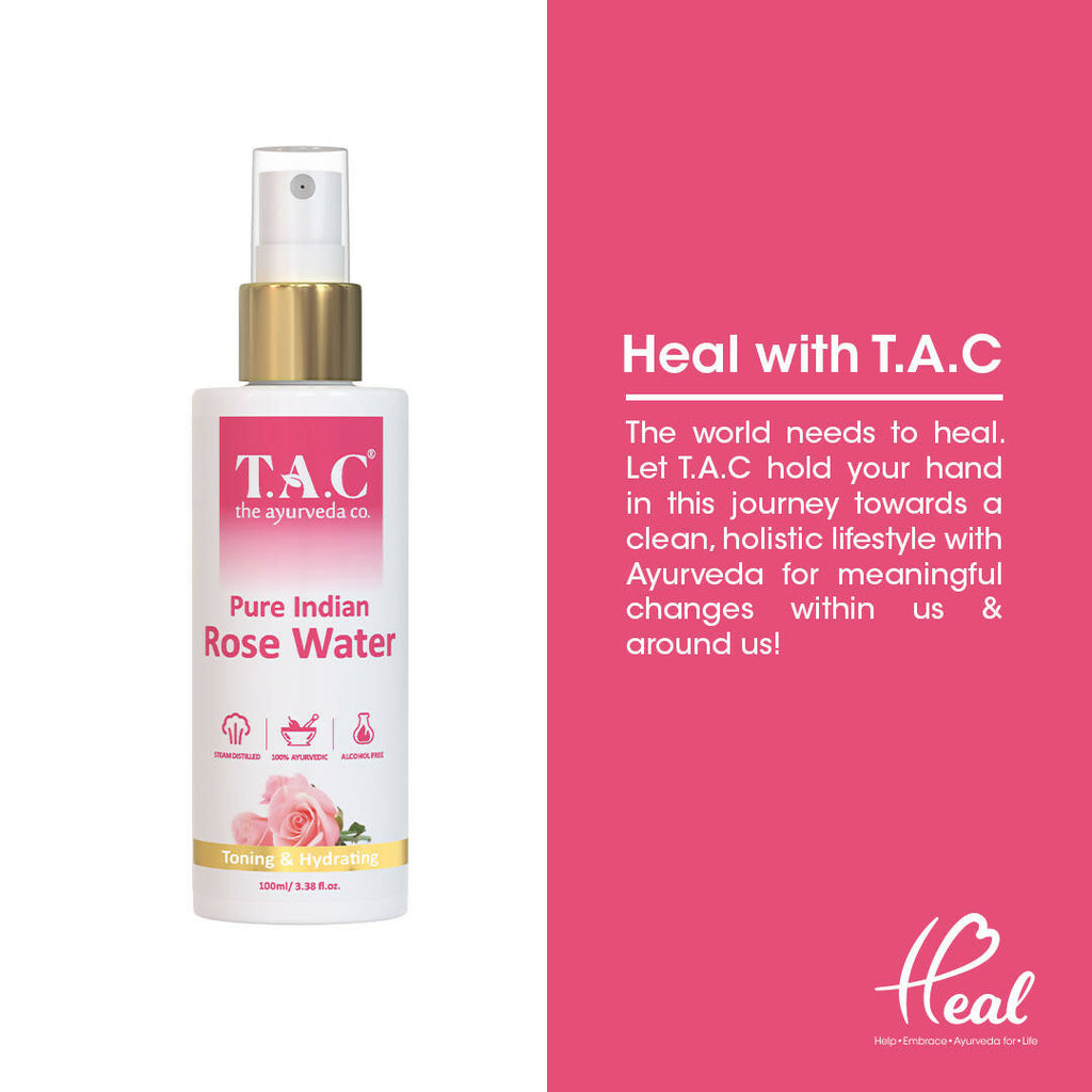 TAC - The Ayurveda Co. Pure Indian Rose Water For Toning & Hydration for Women & Men | Grocsy