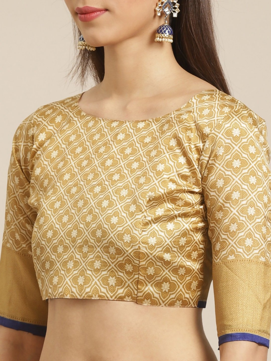 Saree Mall Off-White & Beige Printed Saree | Grocsy