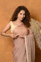 Very Much Indian Pure Mul Cotton Handloom Saree - Khakhi | Grocsy