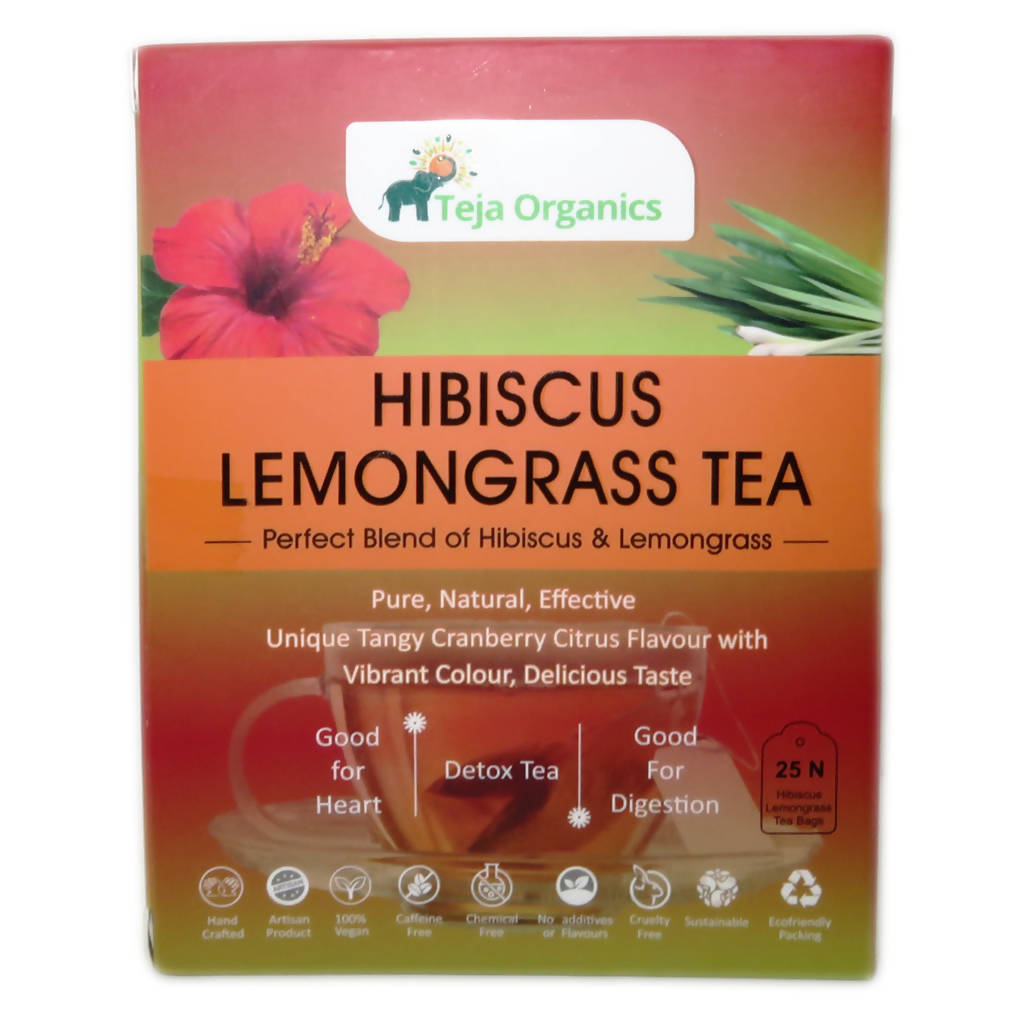 Teja Organics Hibiscus & Lemongrass Tea Bags | Grocsy