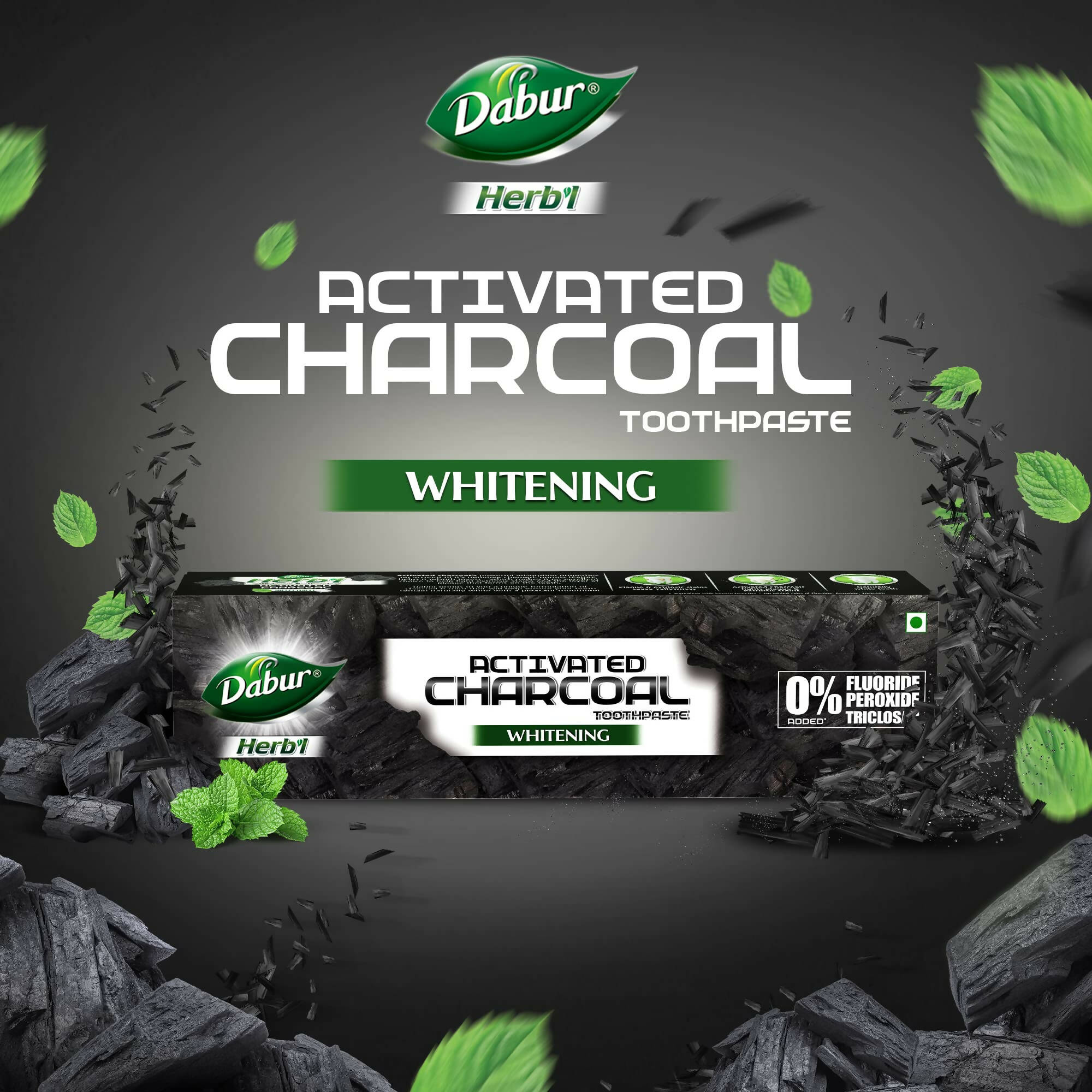 Dabur Herb'l Activated Charcoal & Mint Whitening Toothpaste | Grocsy