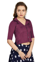 Aastha Fashion Women's Women's Wine Art Silk Button Readymade Blouse | Grocsy
