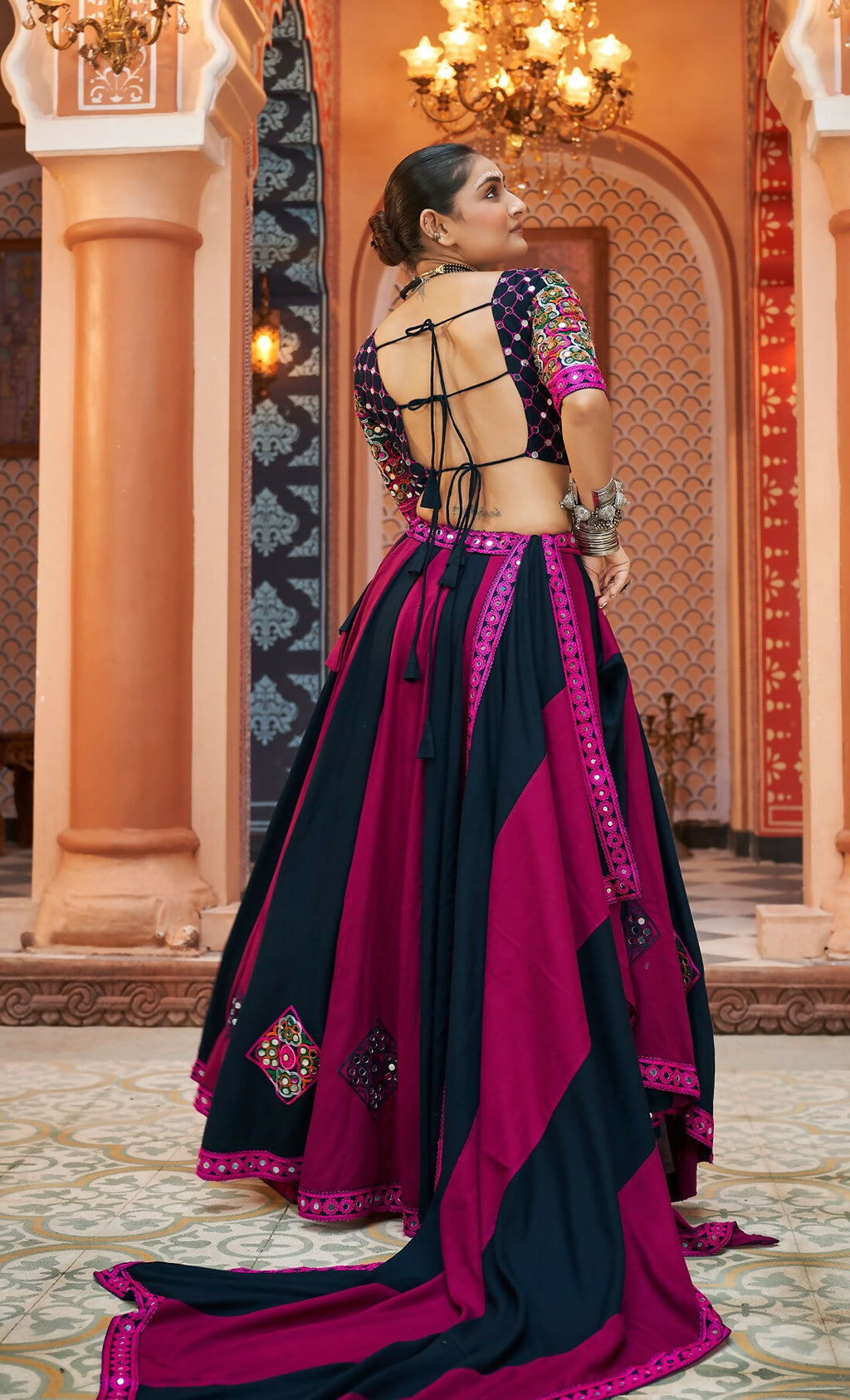 AI Fashion Multi Color Viscose Rayon Designer Navratri Lehenga Choli Collection | Grocsy