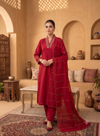 Teeya Creation Rani Pink Embroidered Silk Kurta Pant Set With Dupatta | Grocsy