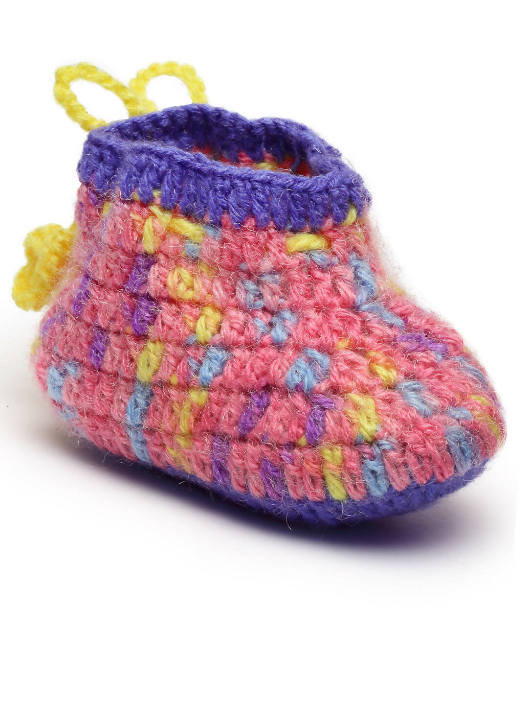 Chutput Kids Woollen Hand Knitted Self Desgin Detailed Booties - Purple | Grocsy