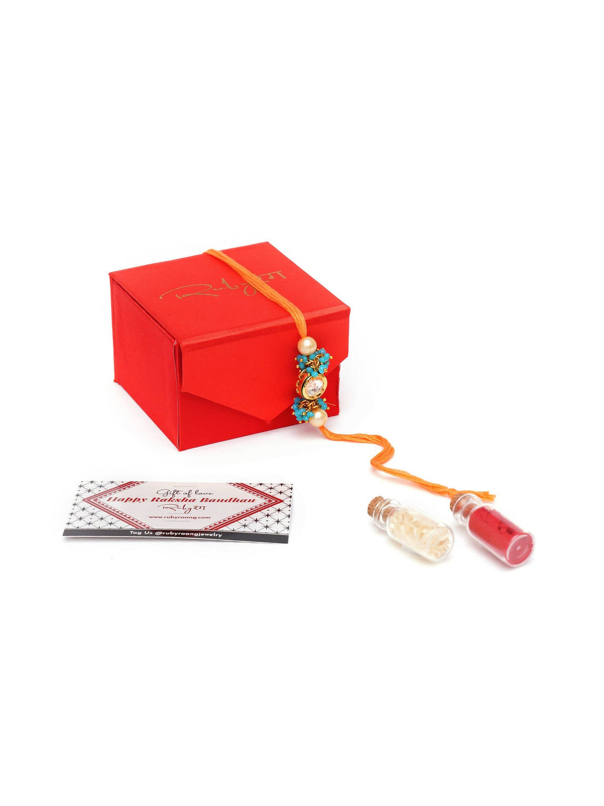 Designer kundan Rakhi - Ruby Raang | Grocsy
