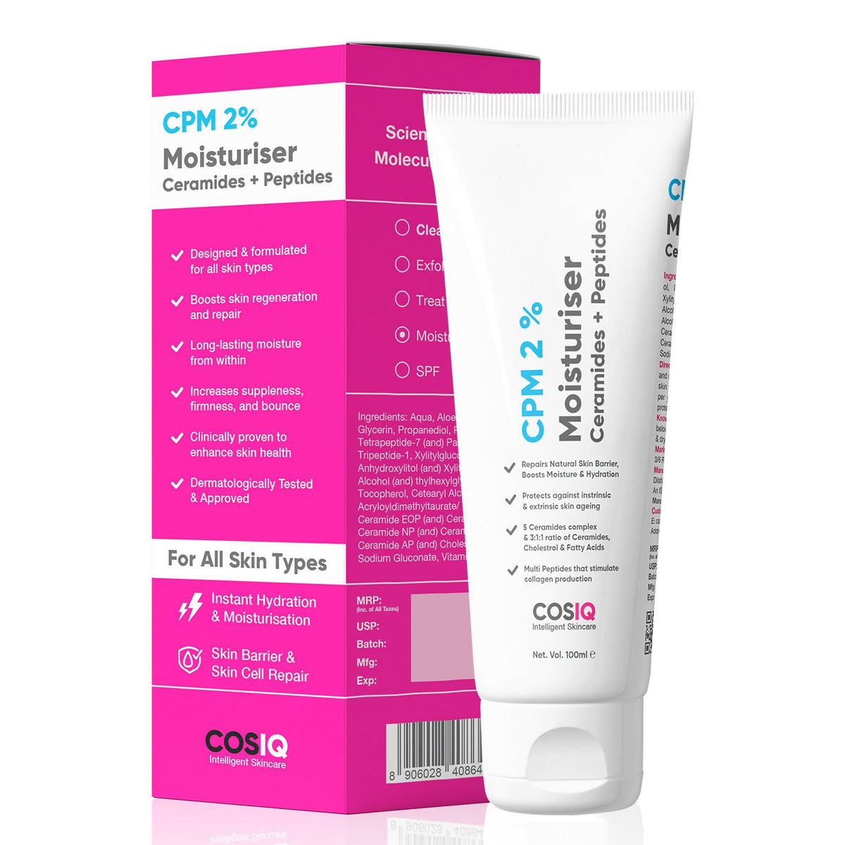 Cos-IQ CPM 2% Ceramides & Peptides Moisturizer | Grocsy