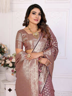 Aastha Fashion Dusty Rose Organza Silk Weaving Saree | Grocsy