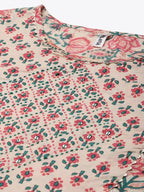 Yufta Pink Ethnic Motifs Printed Regular Pure Cotton Kurta with Trouser & Dupatta | Grocsy
