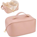 Bronson Professional Travel Makeup Bag Cosmetic Storage Faux Leather Vanity Pouch - Pink | Grocsy