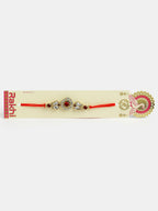 NVR Men Gold-Toned Stone-Studded Rakhi With Roli Chawal | Grocsy