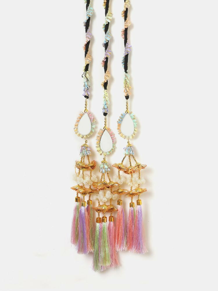 Ruby Raang Colorful Gota Pati Work And Colorful Pastel Hues Threadswith And Black Thread & Mirros | Grocsy