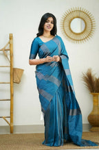 Partywear Designer Sky blue Banarasi Silk Fancy Saree - Starwalk | Grocsy