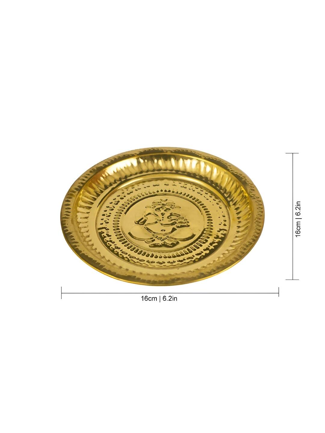 Spillbox Gold-Toned Brass Ganesh Thali Pooja Essential | Grocsy