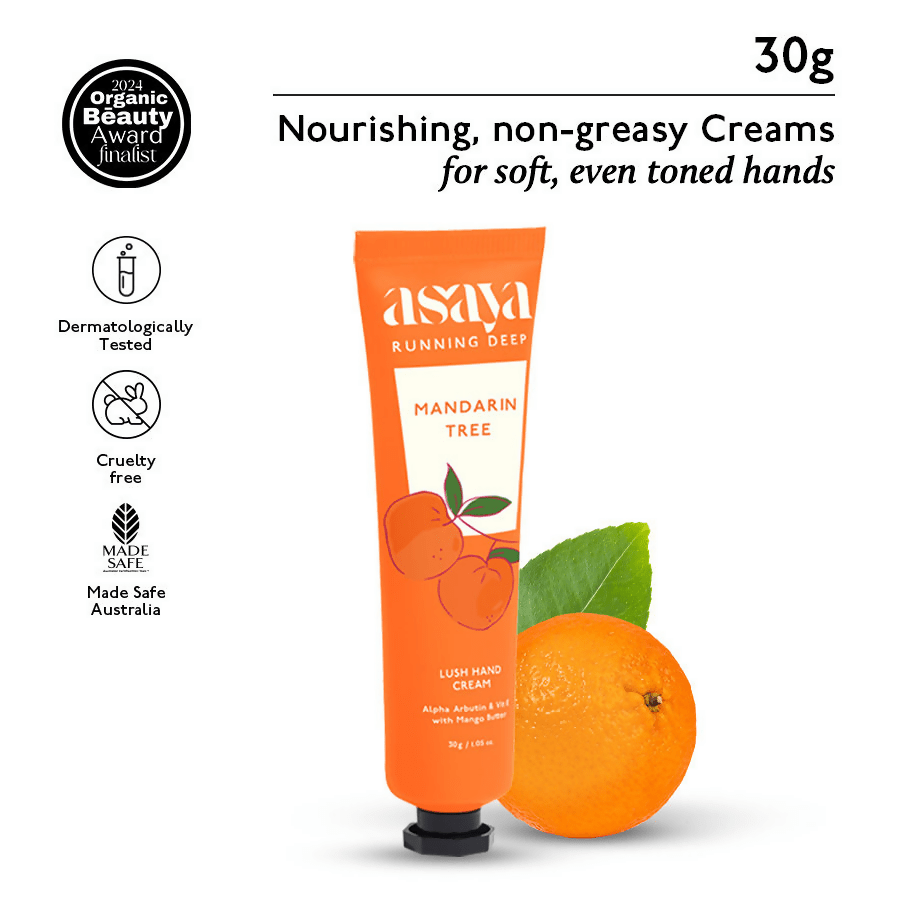 Asaya Mandarin Hand Cream Softens Dry, Rough Hands For Men & Women | Grocsy