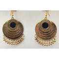 MS Fashion India Gold-Polished Traditional Bridal Party Mirror Chandbali Earrings | Grocsy