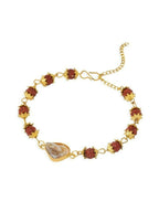 NVR Women's Gold Toned Rudraksh & Pearls Bracelet | Grocsy