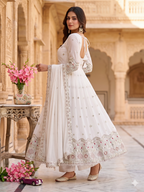 Teeya Creation Premium Off-White Designer Anarkali Suit for Wedding | Grocsy