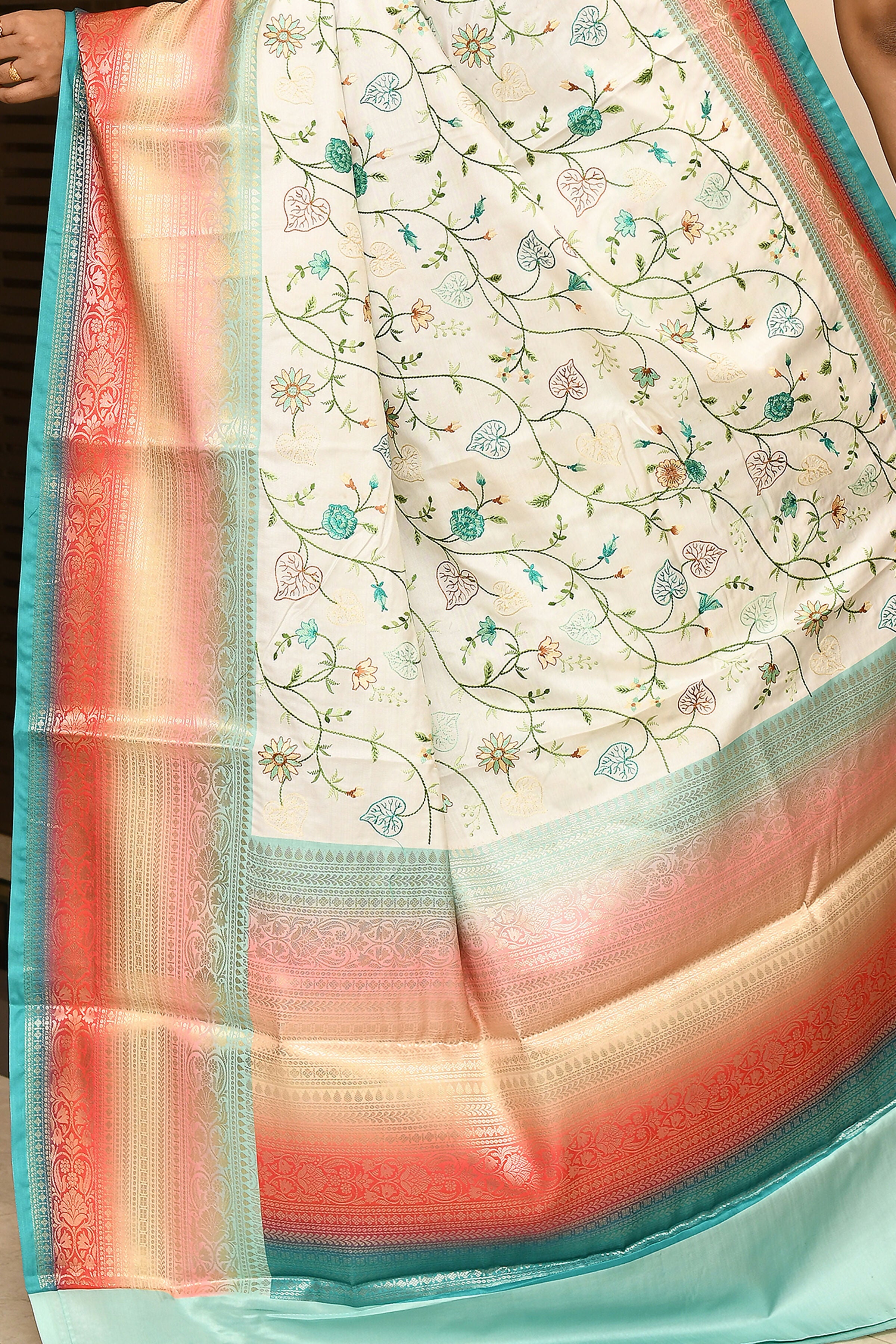Joban Fashion Multicolor Saree Kataan Rainbow Digital Print With Embroidery | Grocsy