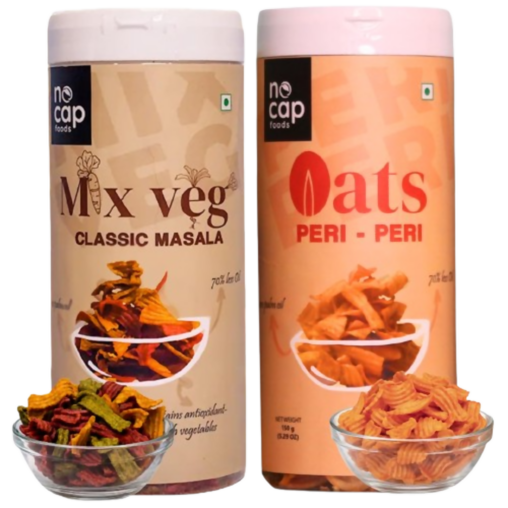 Nocap foods Zero Guilt Healthy Chips - Classic Masala & Oats Peri Peri | Grocsy