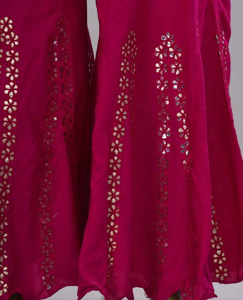 Mominos Fashion Dark Pink Mirror Palazzo | Grocsy
