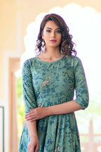 Partywear Designer Light Aqua Pure Maslin Gown - Anbazaar | Grocsy