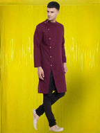 Even Apparels Pure Cotton Maroon Asymetrical Kurta - Maroon | Grocsy