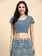 Teal Georgette Thread Embroidered Lehenga Choli with Dupatta - Tanya | Grocsy