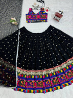 Prazu Fashion Black Georgette Sequence With Chainstich Navaratri Lehenga | Grocsy