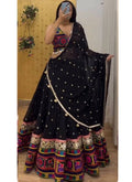 Prazu Fashion Black Georgette Sequence With Chainstich Navaratri Lehenga | Grocsy