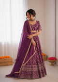 Prazu Fashion Purple Jacquard Thread With Sequence Designer Lehenga | Grocsy