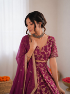 Prazu Fashion Wine Jacquard Thread With Sequence Designer Lehenga | Grocsy