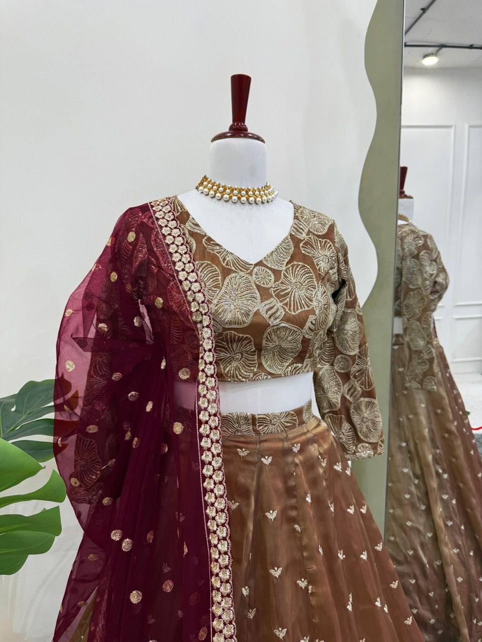 Prazu Fashion Coffee Jimi Choo Thread Sequence Lehenga Choli | Grocsy