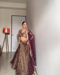 Prazu Fashion Coffee Jimi Choo Thread Sequence Lehenga Choli | Grocsy