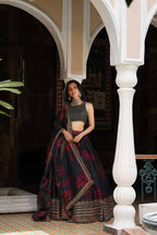 Prazu Fashion Black Organza Digital Printed Lehenga Choli | Grocsy