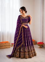 Prazu Fashion Violet Vichitra Silk Thread With Sequence Designer Lehenga | Grocsy