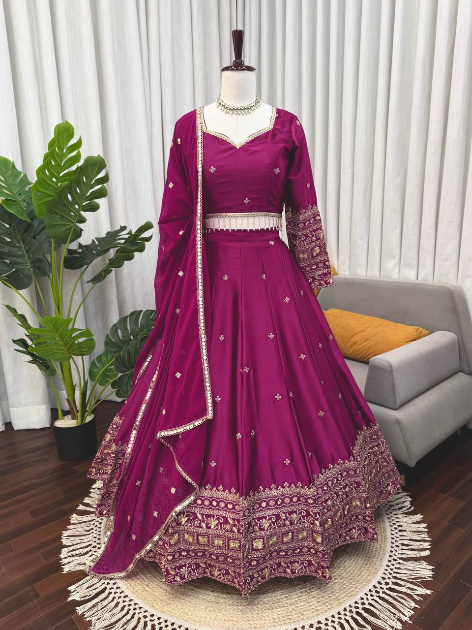 Prazu Fashion Purple Jatan Silk Thread With Sequence Designer Lehenga | Grocsy