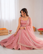 Prazu Fashion Onion Pink Jatan Silk Coding With Sequence Designer Lehenga | Grocsy