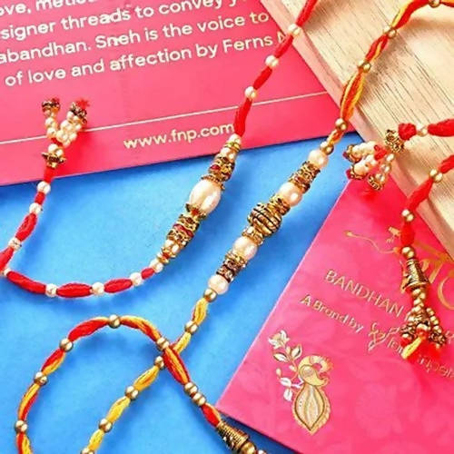 2 Beads Pearl Rakhis & Dry Fruits | Grocsy