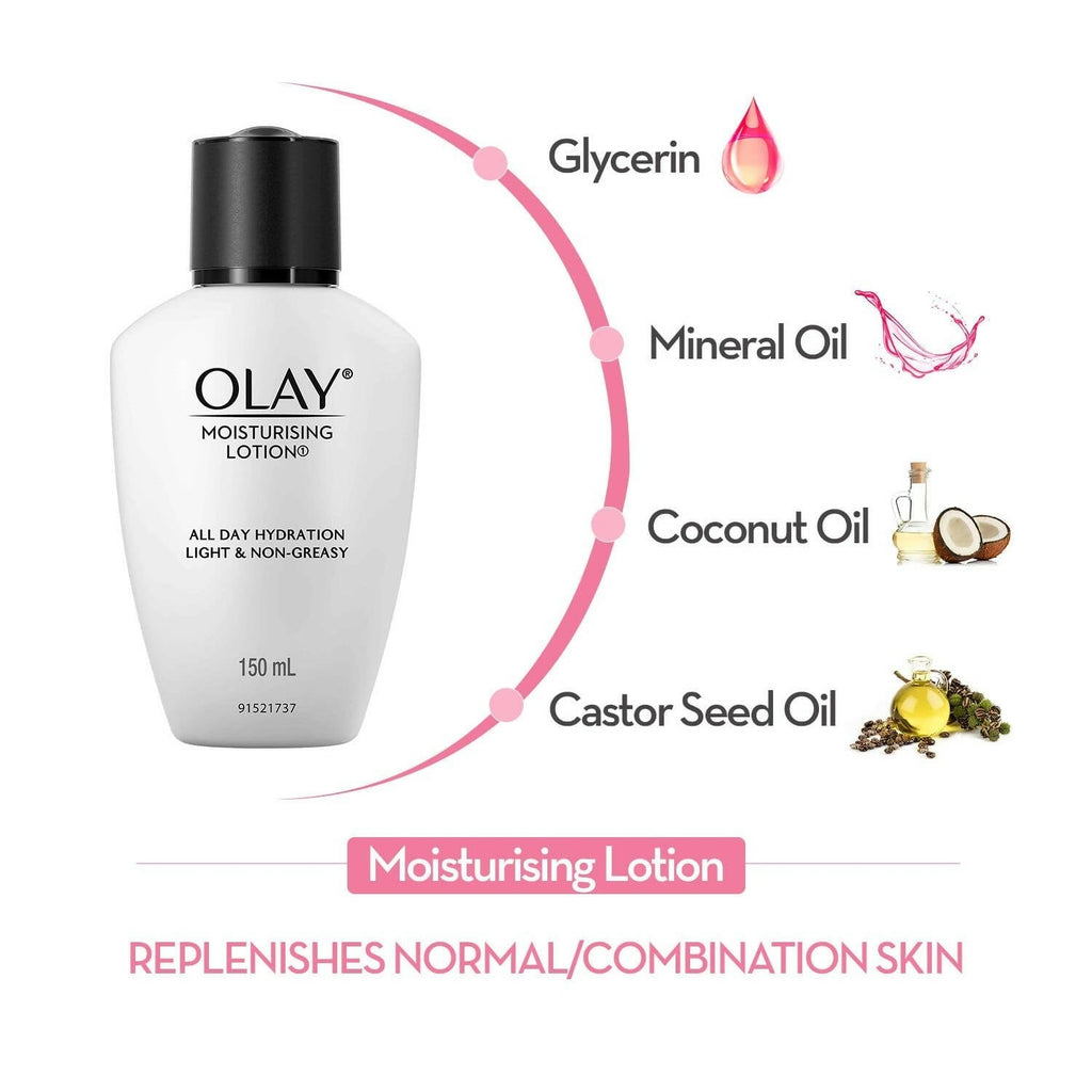 Olay Moisturising Lotion with Coconut, Caster Seed Oil, Glycerin | Grocsy