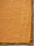 Mustard Organza Swaroski Diamond Work Saree with Unstitched Blouse - Radha | Grocsy
