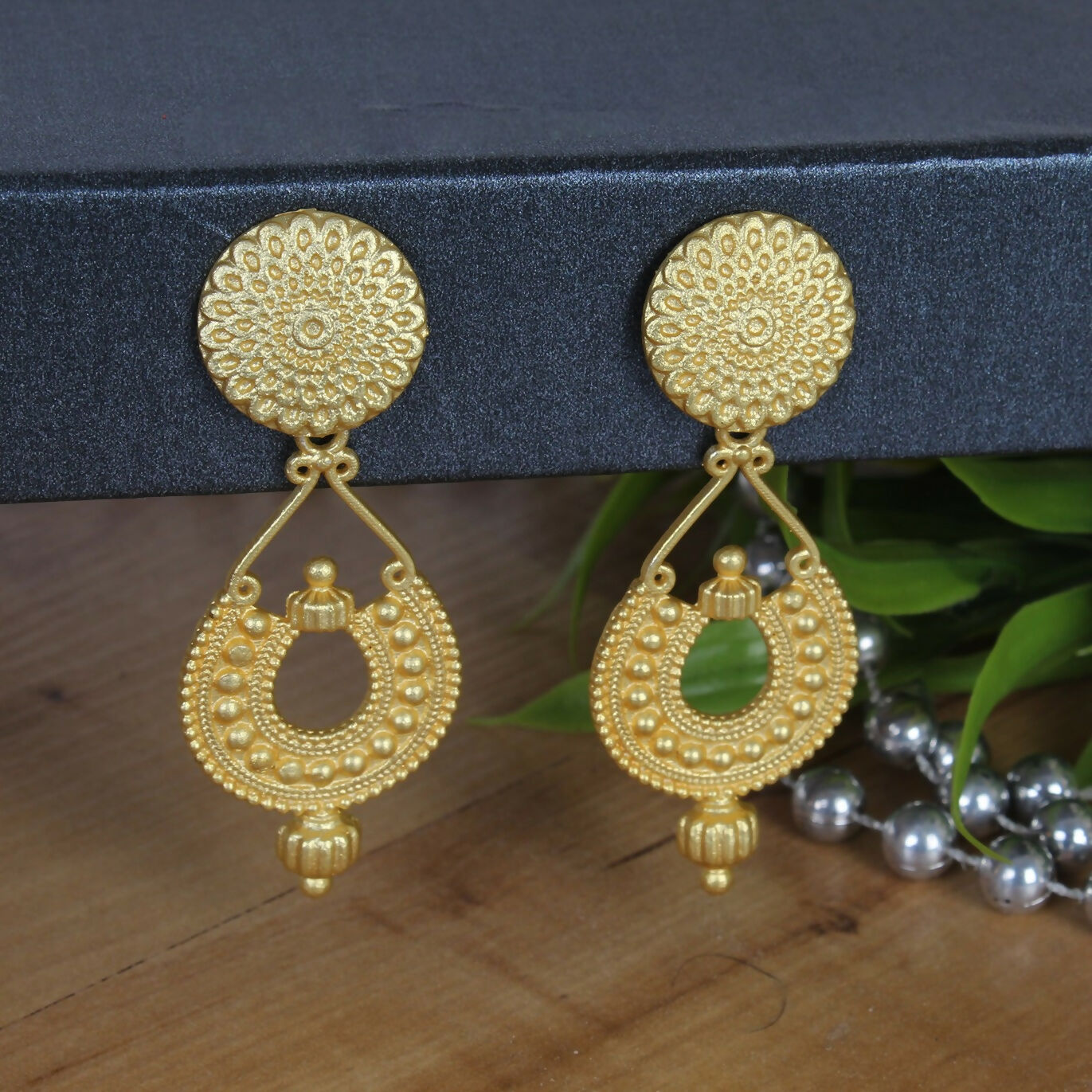 Joban Fashion Women Matte Gold Brass Earrings | Grocsy