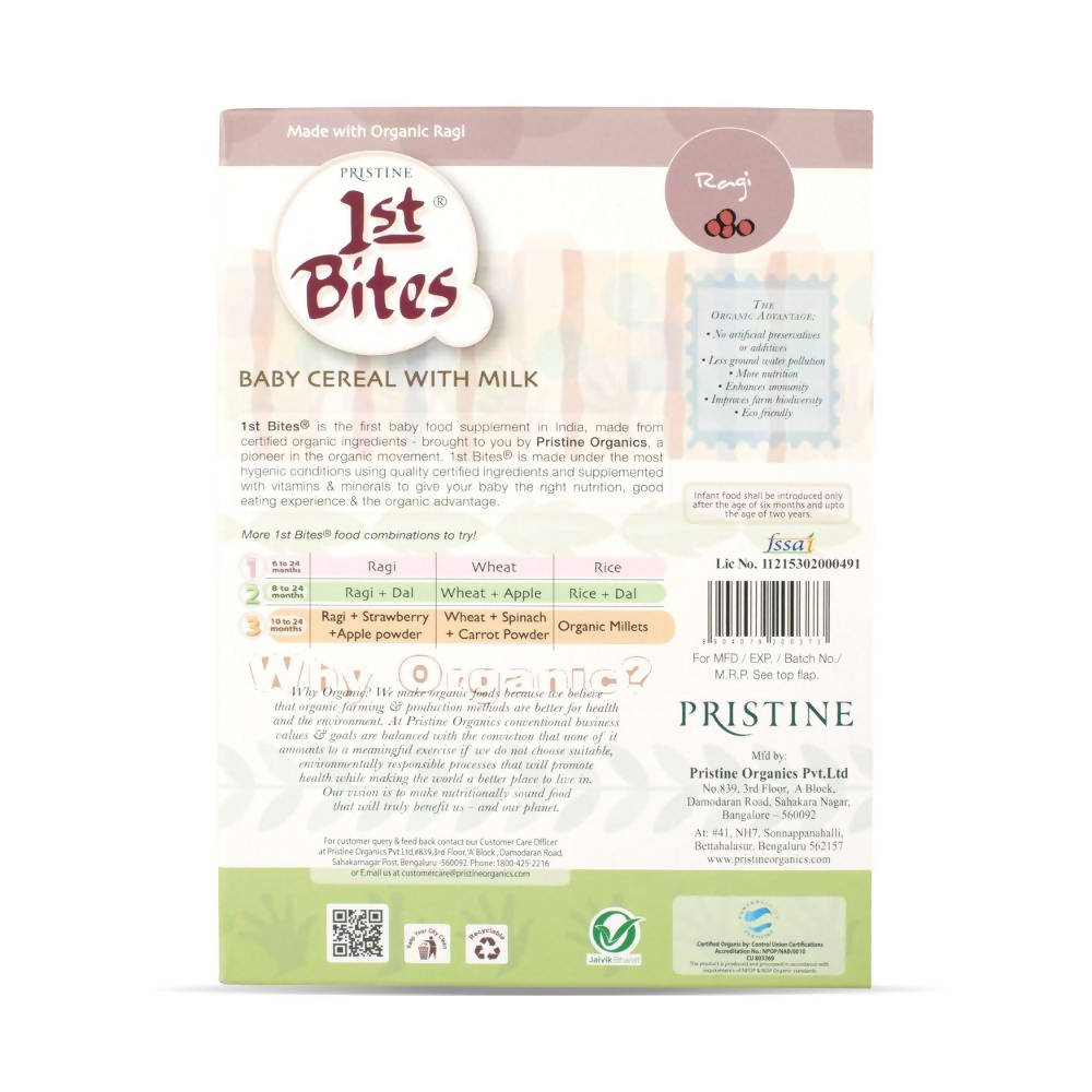 Pristine 1st Bites Baby Cereal Stage-1 Organic Ragi | Grocsy