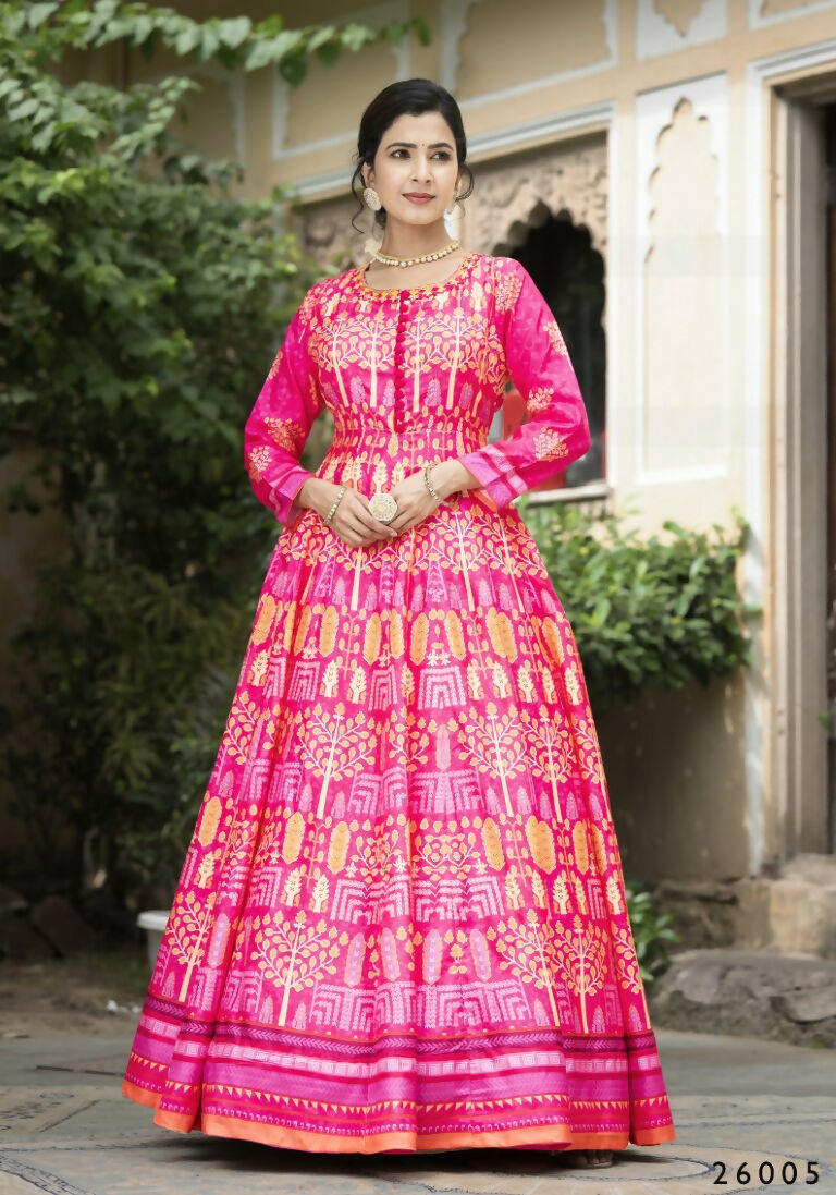 Wedding Designer Pink Soft Dola Silk Anarkali suit with Dupatta - Samanta | Grocsy