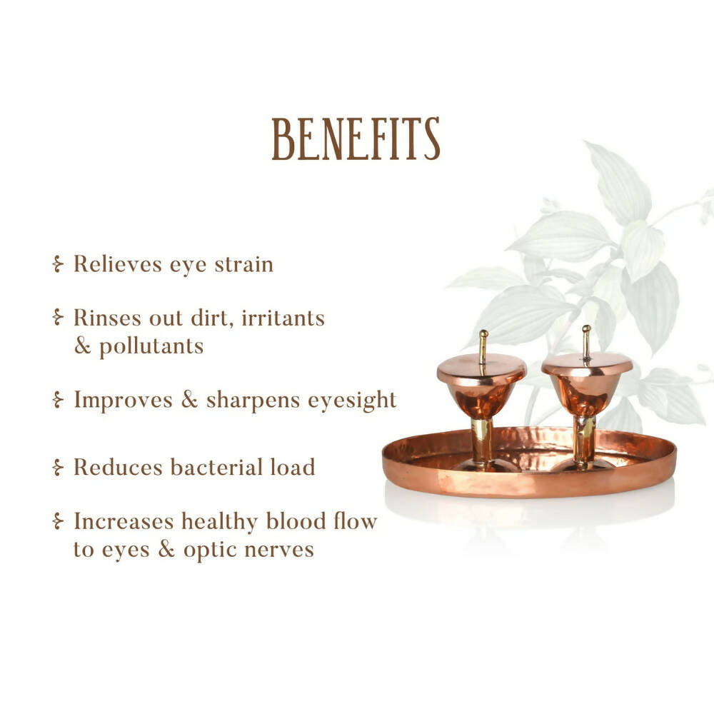 Ohria Ayurveda Pure Copper Eye Cups Ritual: Netra Shudhi With Rose Facial Mist | Grocsy
