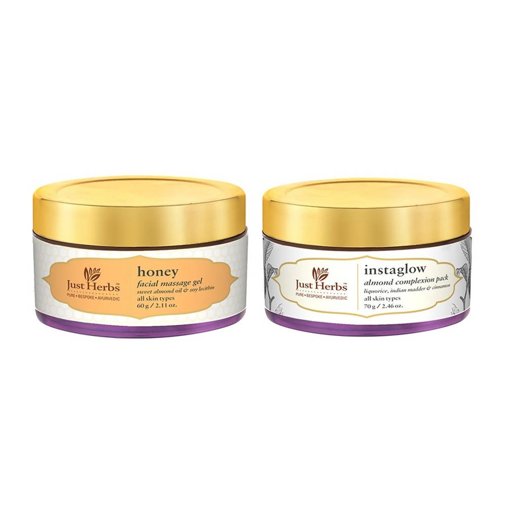 Just Herbs Instant Glow Face Pack + Honey Massage Gel | Grocsy