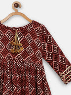 Ahalyaa Maroon Rayon Printed Kurta Palazzo Sets for Kids For Girls | Grocsy