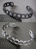 NVR Men's Set of 2 Silver & Black Rhodium-Plated Metal Cuff Bracelet