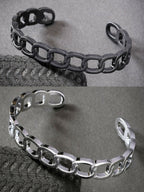 NVR Men's Set of 2 Silver & Black Rhodium-Plated Metal Cuff Bracelet