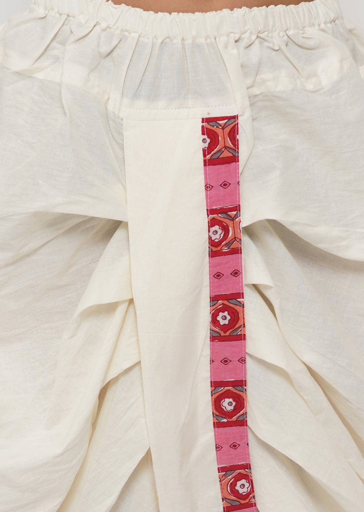 Little Bansi Boys Cotton Striped Kurta with Pearl Buttons & Dhoti -Pink & Cream | Grocsy